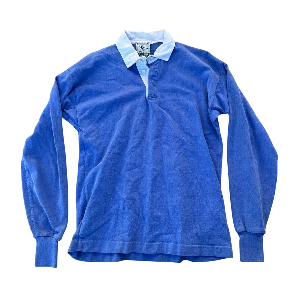 Vintage Lands End Rugby Shirt Mens XL Blue Long Sleeve Polo Gorpcore